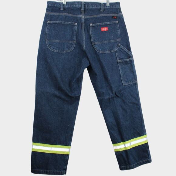 Dickies Jeans Sz 36x30 Work Flame Retardant Reflective Strip on Leg Safety Pants - Picture 2 of 9